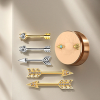 Xinfocus Corps Bijoux Zircon Flèche Mamelon Barbell Anneau 14G En Acier Inoxydable Mamelon Piercing Mode Corps Bijoux pour Femmes Hommes