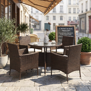 Set di Mobili <span class=keywords><strong>da</strong></span> <span class=keywords><strong>Giardino</strong></span> Moderni ed Ecologici in <span class=keywords><strong>Rattan</strong></span> -- Tavolo e <span class=keywords><strong>Sedie</strong></span> <span class=keywords><strong>da</strong></span> Patio Resistenti e Impermeabili per Caffè - Product Image 1