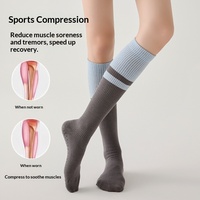 Chaussettes de compression longues pour femmes, rayées, tricotées, antidérapantes, professionnelles, pour yoga, fitness, pilates, sans coutures, pour le soutien musculaire