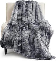 Couverture en fausse fourrure super douce grise confortable, moelleuse et peluche Sherpa tie-dye couverture à poils longs pour canapé-lit canapé hiver