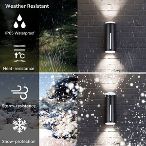Lámpara de Pared LED Exterior Moderna de Aluminio Negro, Impermeable IP65, con 3000K, <span class=keywords><strong>para</strong></span> Jardín, Villa, Balcón, Pasillo, Iluminación de Fachada - Product Image 3