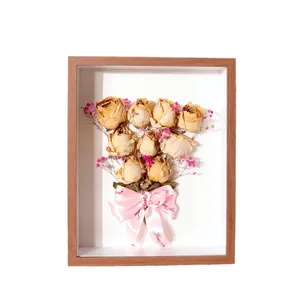 White Deep Wood Eco-friendly Classic <strong>Shadowbox</strong> Tabletop Picture <strong>Frame</strong> for Display Dried Flowers Plant Specimen Memory Photos - Product Image 4