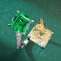 Zircon cubique forme carrée émeraude coupe anneau 925 en argent Sterling fête anneaux de mariage bijoux femmes cadeau