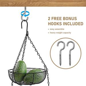 Cucina su misura organizzazione del bagno in metallo filo 3 livelli cesti appesi con catena robusta per frutta e verdura pane deposito di piante - Product Image 4