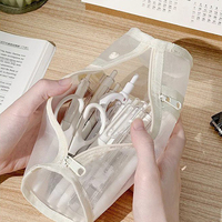 Étui à crayons transparent en nylon avec fermeture éclair, boîte à crayons spécifique aux examens pour les étudiants, rangement pour les enfants à l'école