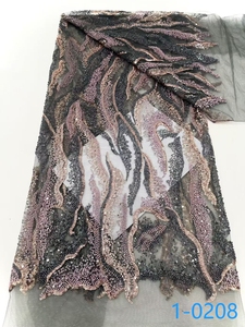 Bán Buôn Thiết Kế Mới Đính Cườm Vải Sang Trọng Thêu Đính Cườm Ren Vải Giá Rẻ Hơn Châu Phi Sequin Hạt Ren Vải Cho Ăn Mặc - Product Image 4