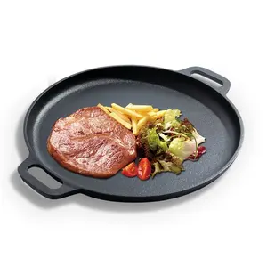Pre-seasoned cast iron sizzle hot plate pizza pan sizzling plate