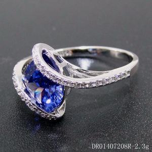 2020 Incredible Designs 925 Sterling <b>Silver</b> Tanzanite CZ Ring with <b>White</b> Cz Rhodium Plated Jewelry Sets - Product Image 5