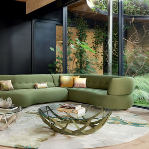 Canapé modulaire incurvé moderne italien de luxe en tissu maillé 3D sur mesure pour projet de villa haut de gamme, solution tout-en-un rembourrée - Product Image 2