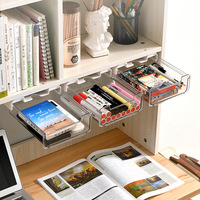 Boîte de rangement sous le bureau, grande taille, en PET, rectangulaire, avec couvercle, organiseur de bureau, papeterie, articles divers, dortoir