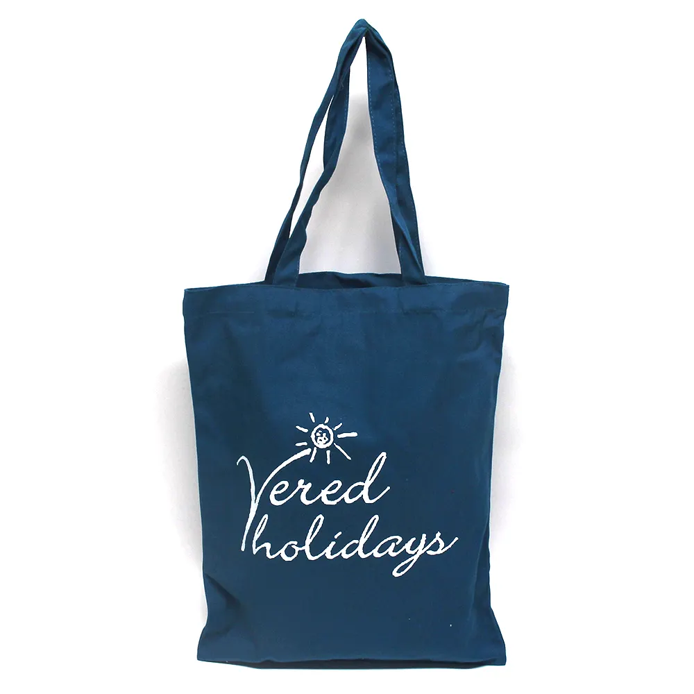 Hot Sale Colorful Custom Letter Pattern Beach Tour Canvas Tote Bags Shopping Dark Blue Cotton Bag