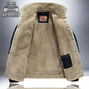 Men's Vintage <strong>Sherpa</strong> Fleece Lined <strong>Denim</strong> Biker <strong>Jacket</strong> Plus Size Casual Button-Up Coat in Stylish Jean Style Winter Woven <strong>Jacket</strong> - Product Image 3