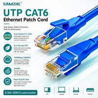 SAMZHE Kabel Ethernet Cat6 Biru 1000Mbps UTP Berlapis Emas RJ45 Kabel Jaringan dengan Jaket PVC Kabel Patch Internet Dalam & Luar Ruangan