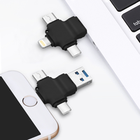 Unidad Flash USB 4 en 1 OTG de Plástico, 16GB/32GB/64GB/128GB/256GB, USB 3.0 Tipo C para iPhone IOS Android, con Lector de Tarjetas TF