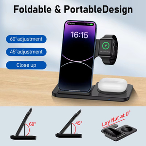 Soporte de cargador inalámbrico rápido plegable multifuncional, base de estación de carga rápida plegable para <span class=keywords><strong>iPhone</strong></span> Pro Max Watch <span class=keywords><strong>Airpods</strong></span> - Product Image 4
