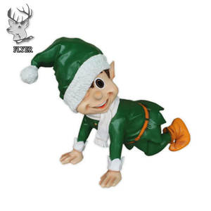 Statue de dessin animé de Noël elfe grandeur nature décor de vacances cadeau d'art en résine Statues en fibre de verre à vendre - Product Image 1
