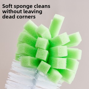 Customized Household Long-<b>Handled</b> Silicone PP <b>Sponge</b> Bottle Brush Scrubbing Style for Kitchen Cleaning Removable Baby-Friendly - Product Image 3