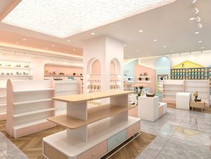 Diseño Interior Moderno y Lujoso para Tienda de Bebés, Estilo Nórdico Morandi, Madera de Roble y Mármol, Proyecto de Diseño Modular para Boutique Infantil - Product Image 4