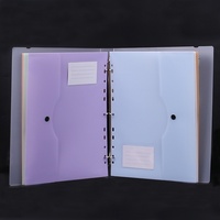 Classeur à 3 anneaux transparent en PP avec pochette pour documents à 11 trous, fermeture à bouton-pression, sac de rangement pour fournitures de bureau et scolaires