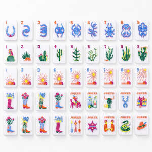 Juego de Mahjong Americano de 166 Fichas, Diseño Texano con Vaqueros, Cactus, Armadillo y Serpiente Cascabel, Mah Jongg OEM - Product Image 5