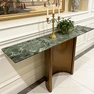 Table console de luxe italienne, base en métal doré, surface en pierre, étroite, pour l'entrée, le couloir, <span class=keywords><strong>meuble</strong></span> de présentation - Product Image 2