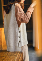 Einheitsgröße Weste Frühling und Herbst Neues Lockeres Ärmelloses Top Overlay-Strickwaren Damen Einfacher Pullover