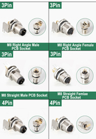 Konektor Plastik Panel Mount M8 Tipe Solder 3pin Male Female Sudut 90 Derajat M8 PCB Konektor Tahan Air