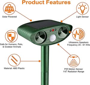 Repellente per animali ad <span class=keywords><strong>ultrasuoni</strong></span> solare all'aperto con sensore di movimento per tenere lontani gli uccelli talpa coniglio cervo procione - Product Image 3