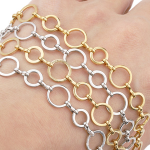 Cadena Redonda de Acero Inoxidable Dorada de 10 mm de Ancho, Anillo Plano para Manualidades, Fabricación de Joyas y Bolsos - Product Image 2