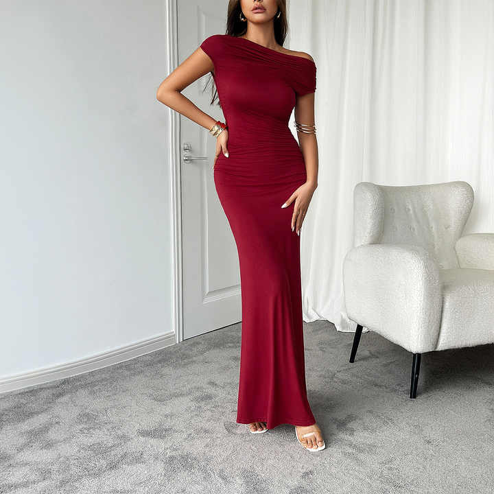 Spring/summer Dress - Women's Sexy, Fitted, Off-the-shoulder Spring/summer Dress - Women's Sexy, Fitted, Off-the-shoulder