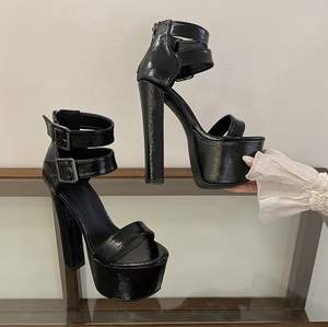 Rivet Zipper Platform Sandals Women Sexy Open Toe Party Nightclub Stripper <b>Pole</b> <b>Dance</b> Shoes 16cm Heels - Product Image 1