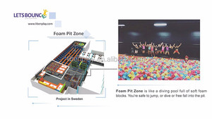 Parc de trampolines intérieur commercial, zones vertes, bleues et noires, fosse à mousse, filet de protection en PVC, respectueux de l'environnement, interactif, pour garçons et filles - Product Image 4