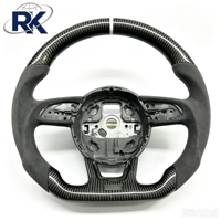 Volant en fibre de carbone véritable et suède blanc à fond plat pour Audi A3 A4 A5 Q3 Q5 2008-2022, directement de l'usine