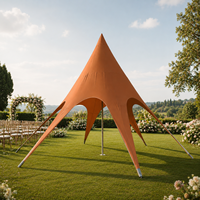 Grande tente étoile d'extérieur en toile avec structure en aluminium, construction modulaire imperméable quatre saisons, abri pour fêtes, camping et événements 20x20m