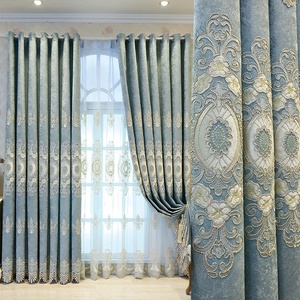 Bindi panneau de fenêtre d'hôtel de Style américain de luxe, panneaux insonorisés, <span class=keywords><strong>rideaux</strong></span> brodés à Double couche pour le <span class=keywords><strong>salon</strong></span> - Product Image 1