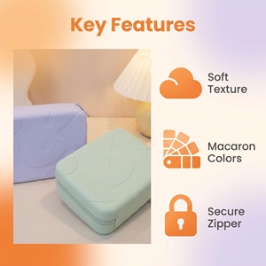 Estuche Organizador de Silicona Macaron, Portátil, Rígido, con Cierre, para Cables, Auriculares y Cosméticos - Product Image 4