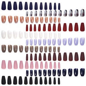 24 faux ongles cercueil français pré-peints en ABS, prêts à poser, à pression rapide, réutilisables, durables, couvrance totale - Product Image 4