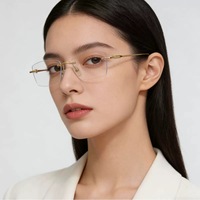 NWOG T1674 Nouvelle Arrivée Monture de Lunettes Carrée en Métal Solide Tendance Classique Simple Sans Monture Universelle Anti-Lumière Bleue