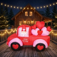 Décoration de camionnette gonflable Gnome de la Saint-Valentin avec cœurs roses et LED lumineuses pour l'ambiance des fêtes en extérieur, des festivals et des jardins