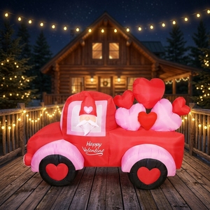 Gnomo Gonfiabile <span class=keywords><strong>di</strong></span> San Valentino con Pickup, Decorazione con Cuori Rosa e LED Luminosi per Atmosfera Festiva all'Aperto - Product Image 2