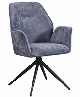 Fauteuil d'appoint rembourré à dossier haut avec coussin moelleux et base pivotante à 360 degrés en métal noir robuste, chaise de salle à manger de luxe, vente chaude