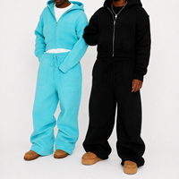 Ensemble survêtement streetwear personnalisé imprimé surdimensionné lourd avec fermeture éclair et pantalon de survêtement ample pour homme