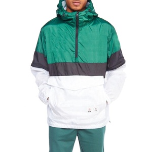Veste coupe-vent en nylon imperméable à blocs de couleur, mode décontractée de haute qualité pour hommes, hip-hop, personnalisable, à capuche respirante - Product Image 1