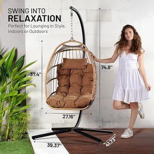 Mobilier de jardin, de patio et de balcon moderne, robuste, en acier, suspendu, confortable, résistant aux intempéries, pour l'extérieur - Product Image 3