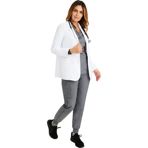 เสื้อโค้ทสำหรับห้องแล็บของผู้หญิง27นิ้วใส่สบายชุดเครื่องแบบโรงพยาบาลทอสำหรับผู้ประกอบอาชีพทางการแพทย์มีหลายสี - Product Image 1