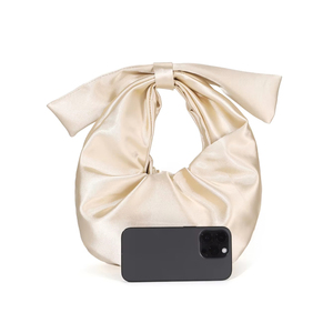 Bell Original Solid Color Square Satin Bow Chains <b>Clutch</b> Evening Bag Pleats Golden Elegant Fashion Birthday <b>Wedding</b> Banquet - Product Image 1