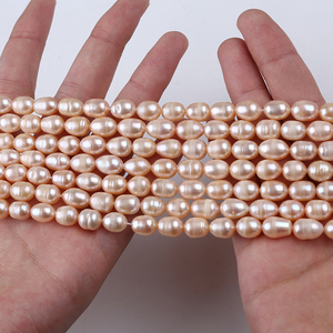 Perlas de Arroz Cultivadas Naturales de 7-8 mm, Perlas Sueltas de Agua Dulce Blancas, Rosas y Moradas en Venta - Product Image 6