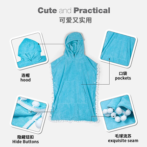 Serviette <span class=keywords><strong>de</strong></span> plage à capuche très vendue pour adolescents avec pompon pour tout-petits pour la piscine Serviettes <span class=keywords><strong>de</strong></span> <span class=keywords><strong>bain</strong></span> - Product Image 2