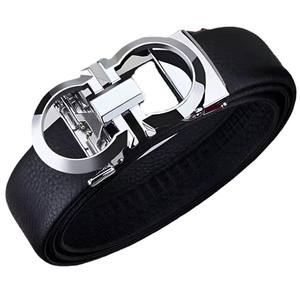 Venta caliente de los hombres Casual Versátil Juventud Aleación de cuero genuino Hebilla de bloqueo automático Durable Cinturón de cuero de vaca de una pieza - Product Image 4