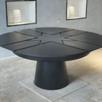 Mesa de Comedor de Nogal Negro Expandible y Giratoria de Diseño Nuevo, de Alta Gama y Lujo, con 14 Asientos Personalizables